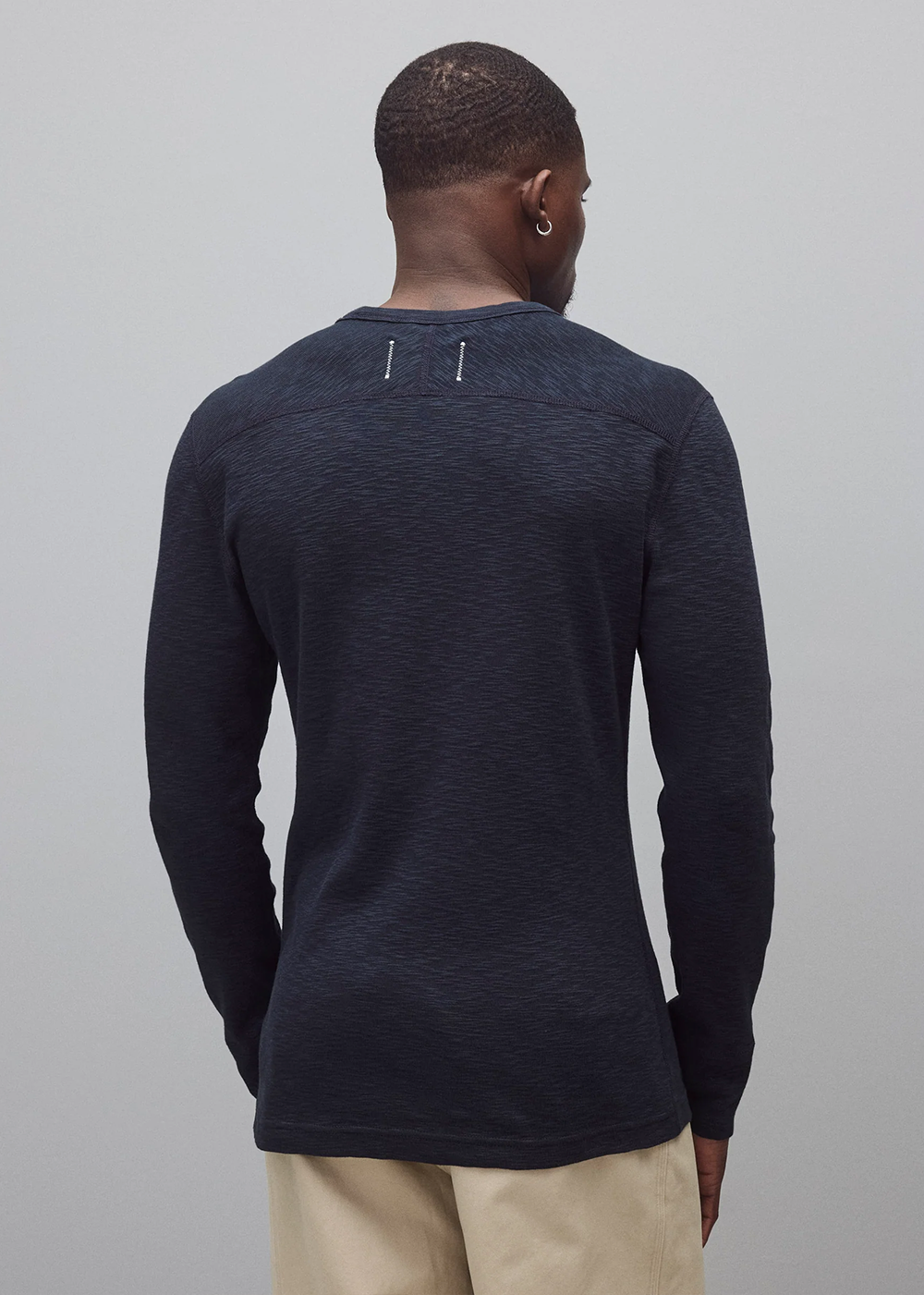 Reigning Champ 1x1 Slub Slim Long Sleeve T-Shirt Navy - Reigning Champ Canada - Danali