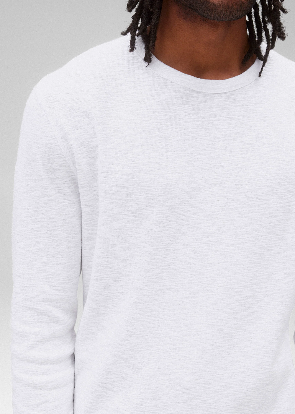Reigning Champ 1x1 Slub Slim Long Sleeve T-Shirt White - Reigning Champ Canada - Danali