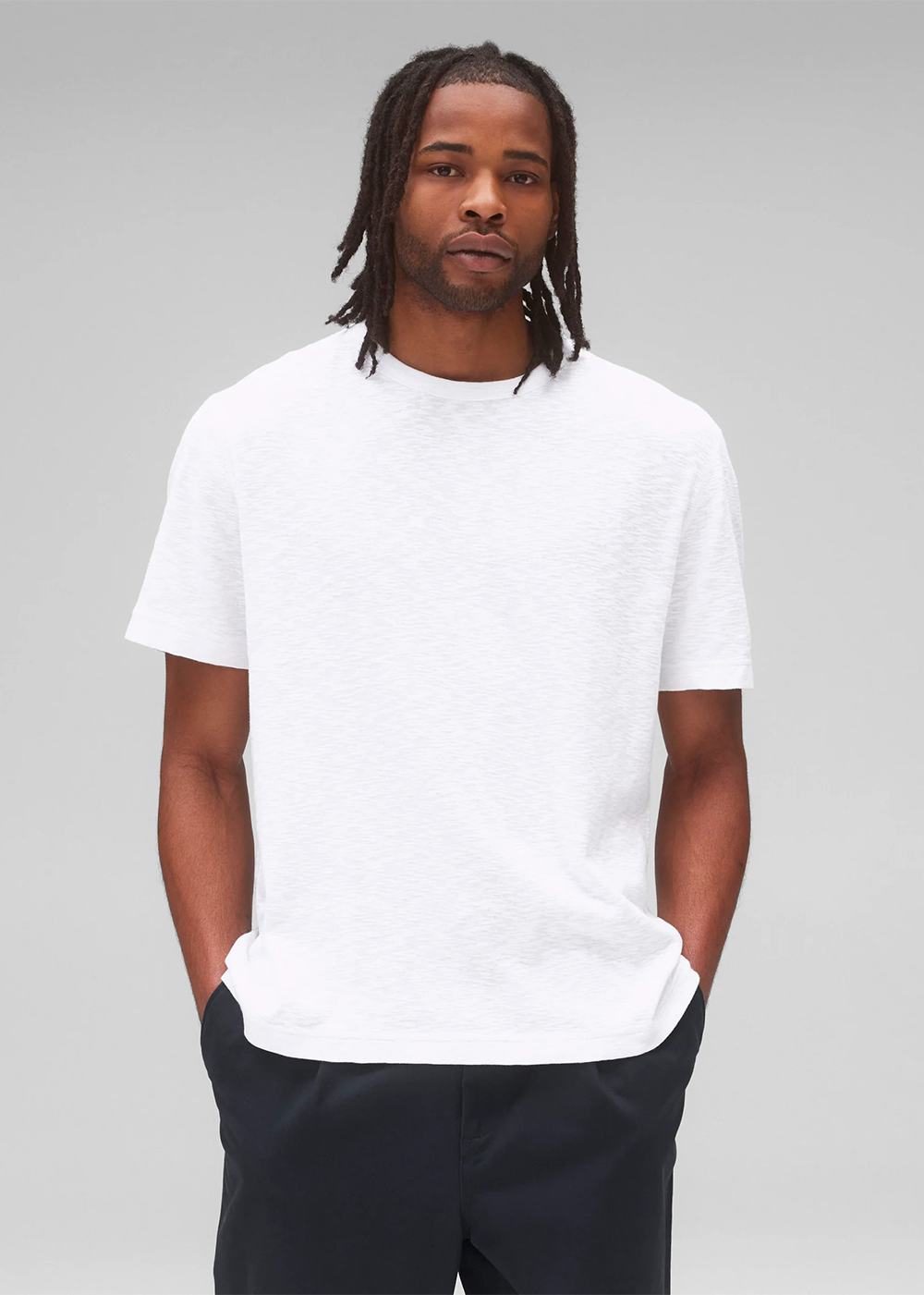 Reigning Champ 1x1 Slub Slim T-Shirt White - Reigning Champ Canada - Danali