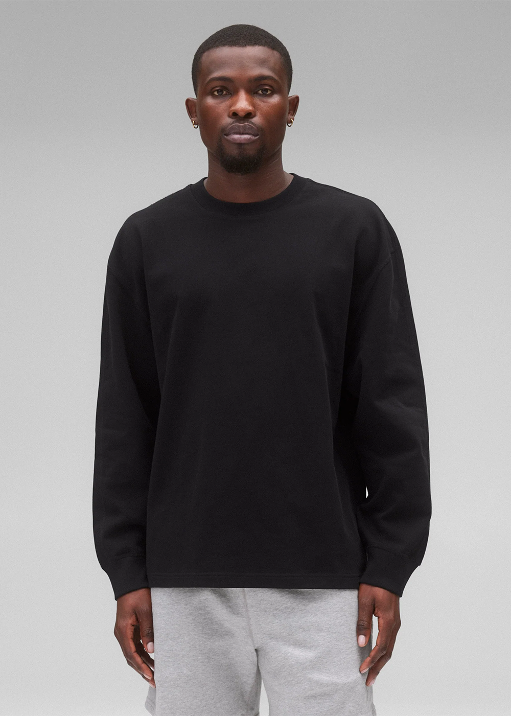Reigning Champ Heavyweight Jersey Relaxed Longsleeve Black - Danali
