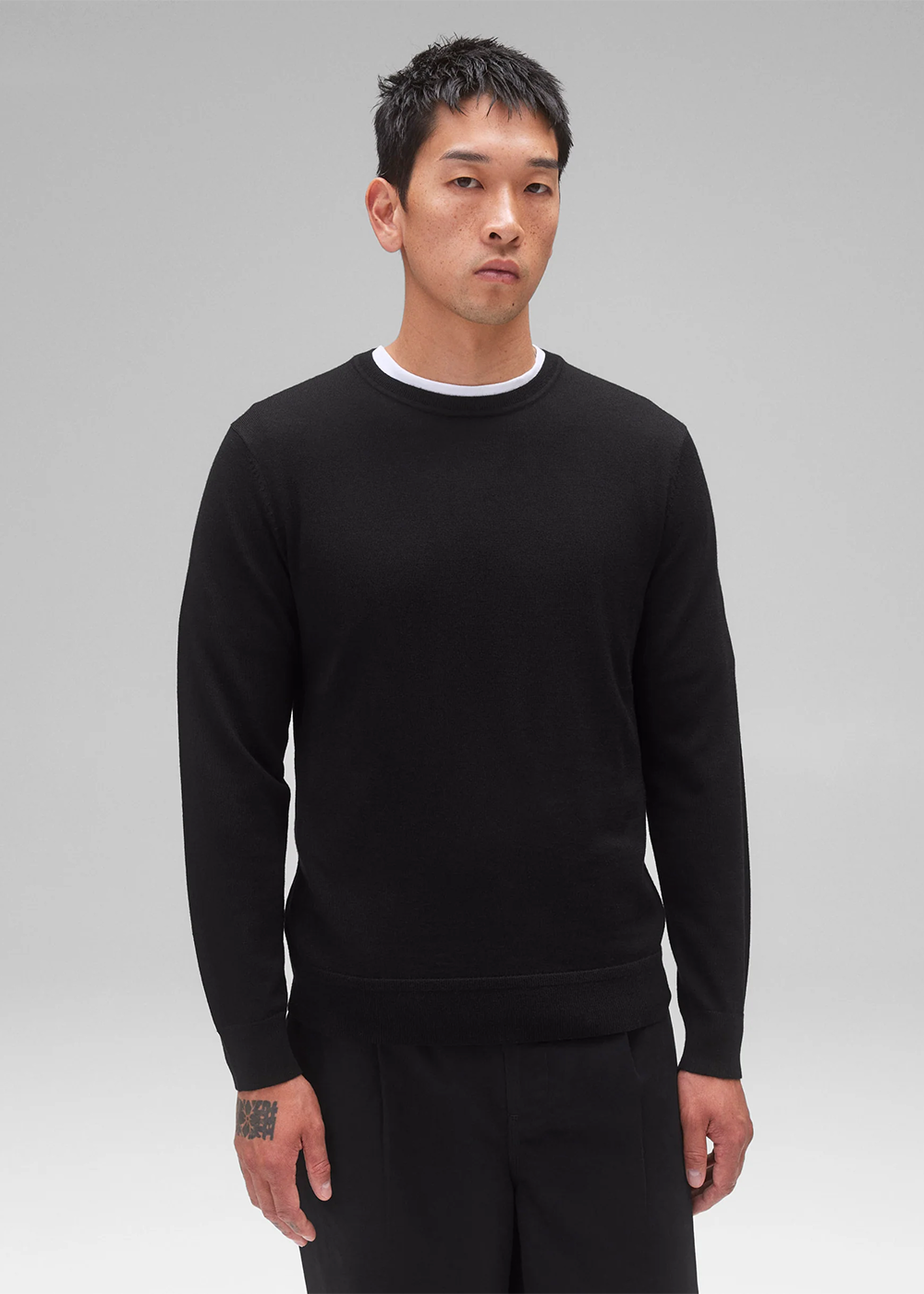 Reigning Champ Lightweight Merino Harry Crewneck Black - Reigning Champ Canada - Danali