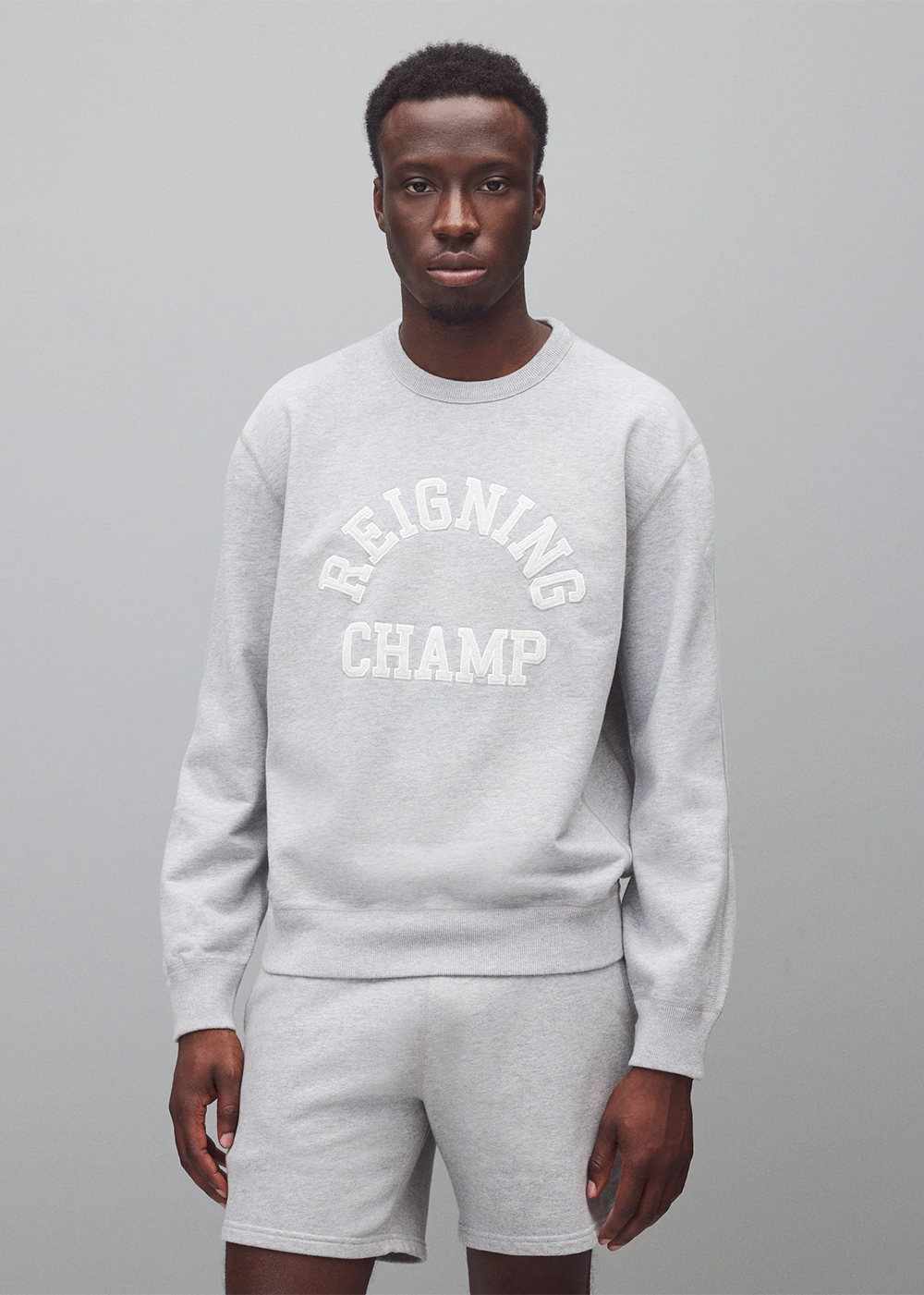 Midweight Terry Arch Logo Standard Crewneck - Heather Grey - Reigning Champ Canada - Danali