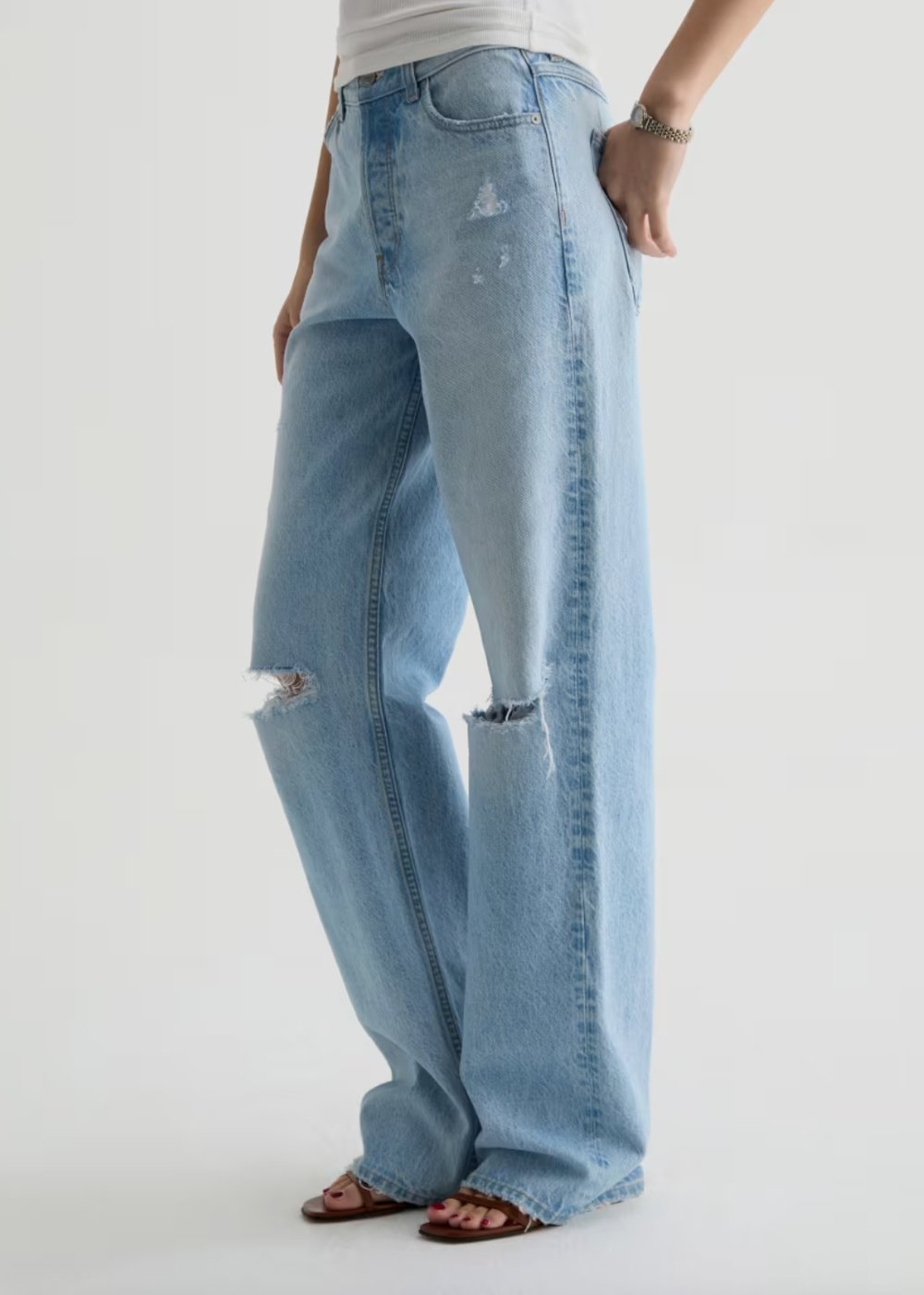 Billie High Rise Relaxed Straight Jean - Soft Focus Destructed - AG Jeans Canada - Danali - SGM1H01SFTD