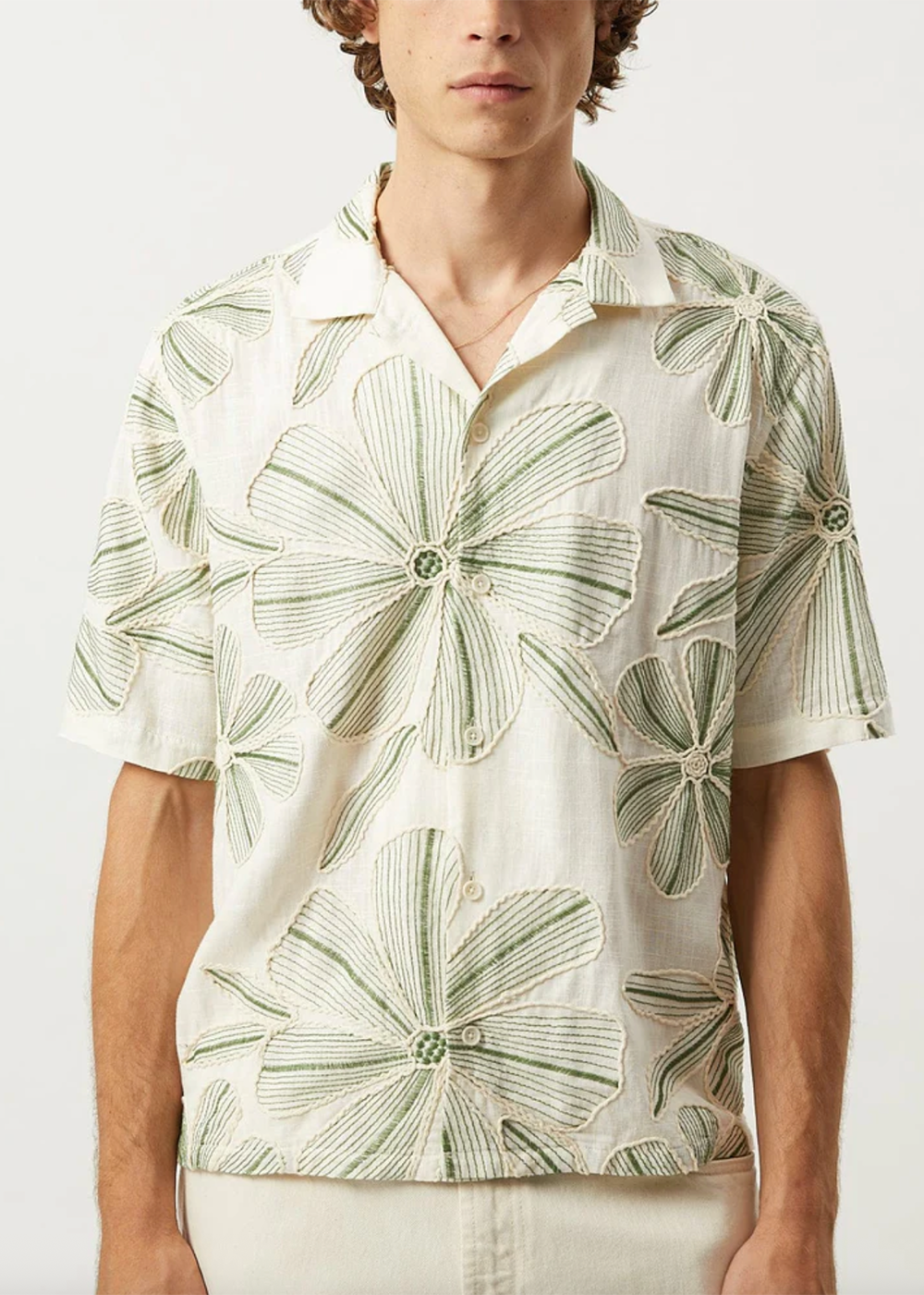 Linen Applique SS Shirt - Natural - Corridor Canada - Danali - SS0248