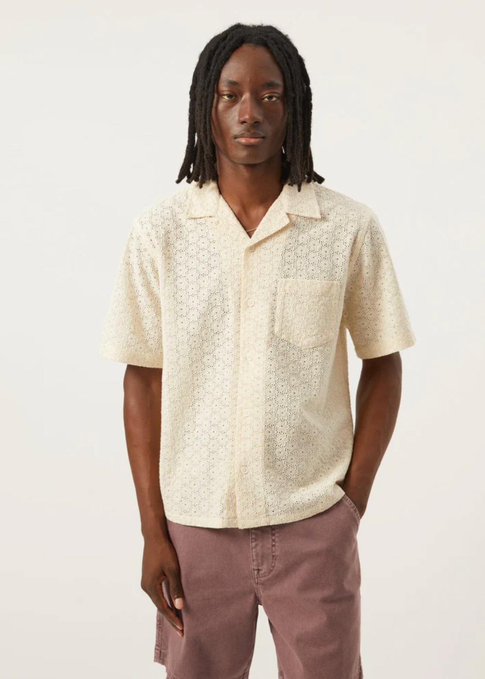 Floral Eyelet SS Shirt - Natural - Corridor Canada - Danali - SS0268