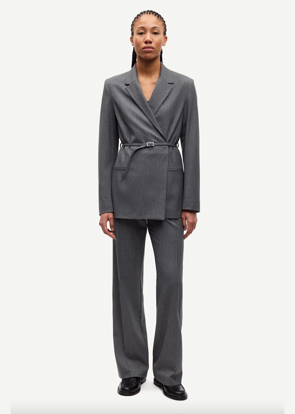 Salot Pinstripe Trousers - Dark Gray - Samsoe Samsoe Canada - Danali