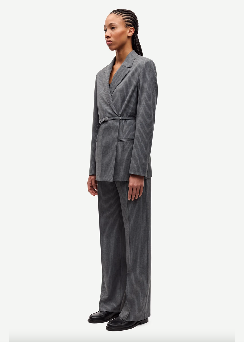 Salot Pinstripe Trousers - Dark Gray - Samsoe Samsoe Canada - Danali