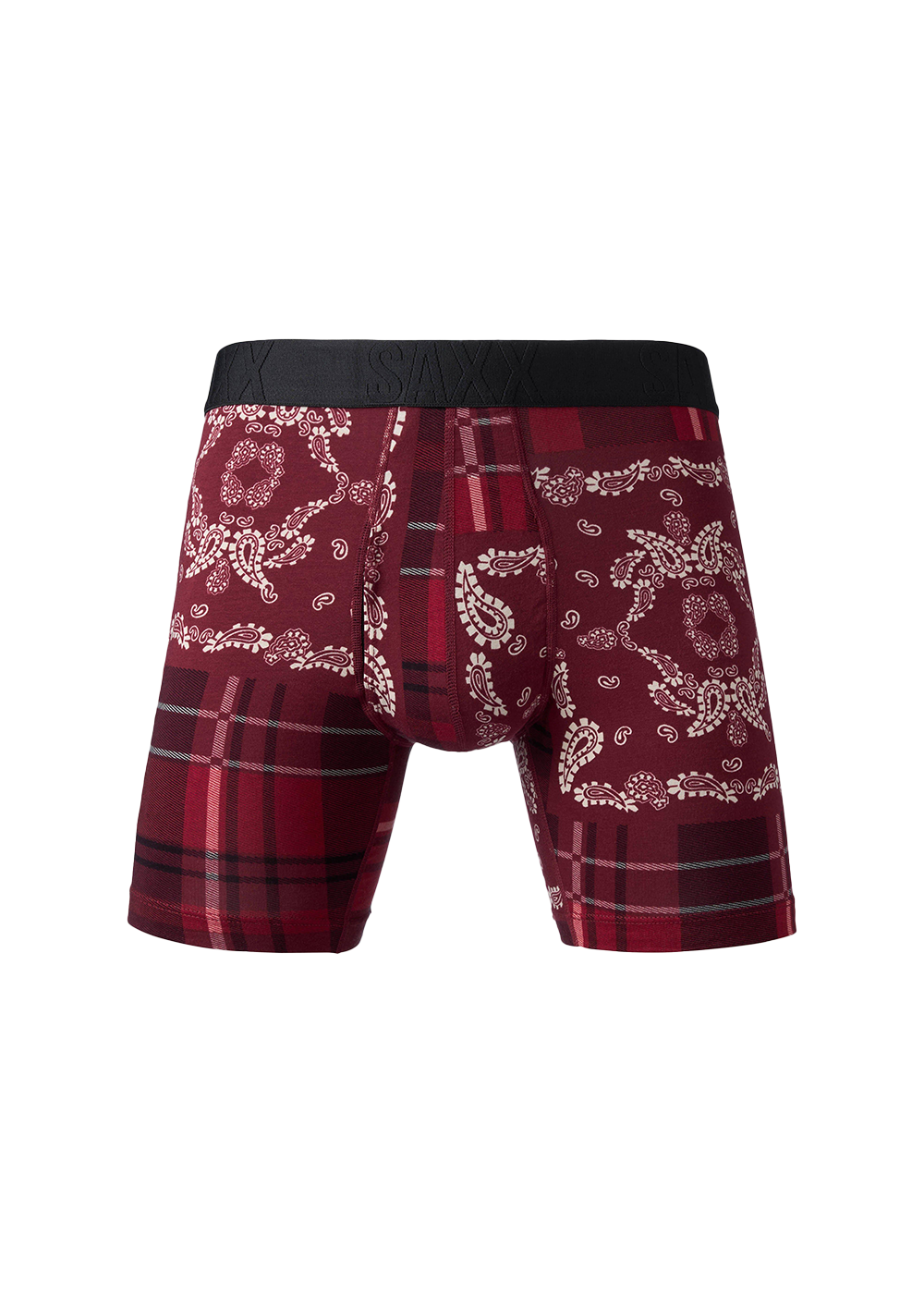 Droptemp Cooling Cotton Boxer Brief - Paisley Plaid Red - Saxx Canada - Danali