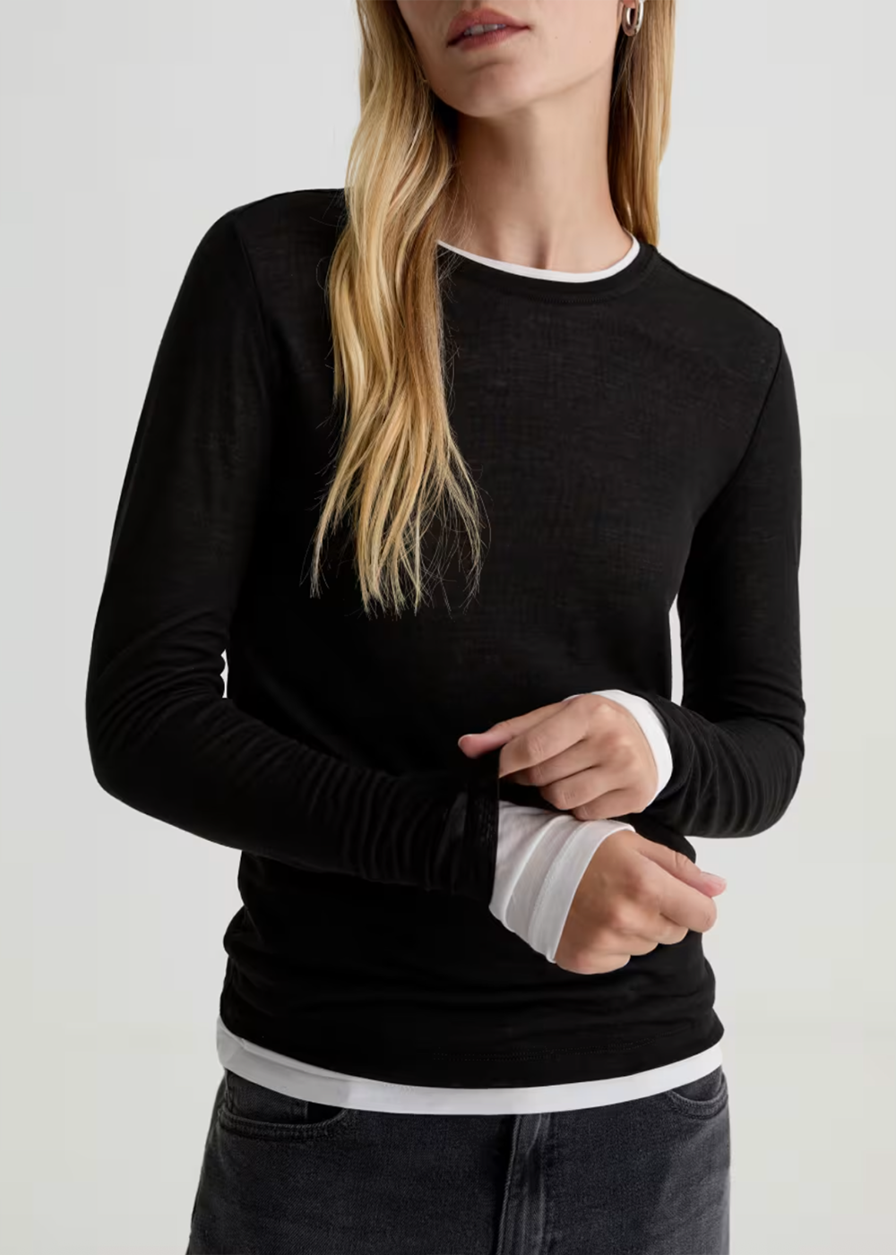 Eleni Layered T-Shirt - Super Black/Powder - AG Jeans Canada - Danali - TSW71649SBPW
