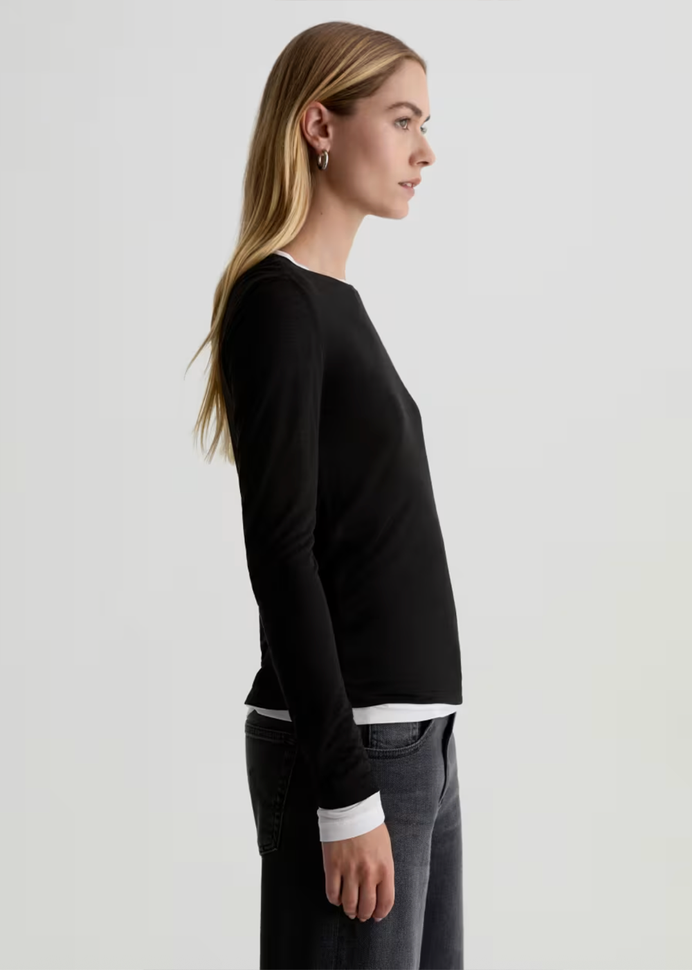 Eleni Layered T-Shirt - Super Black/Powder - AG Jeans Canada - Danali - TSW71649SBPW