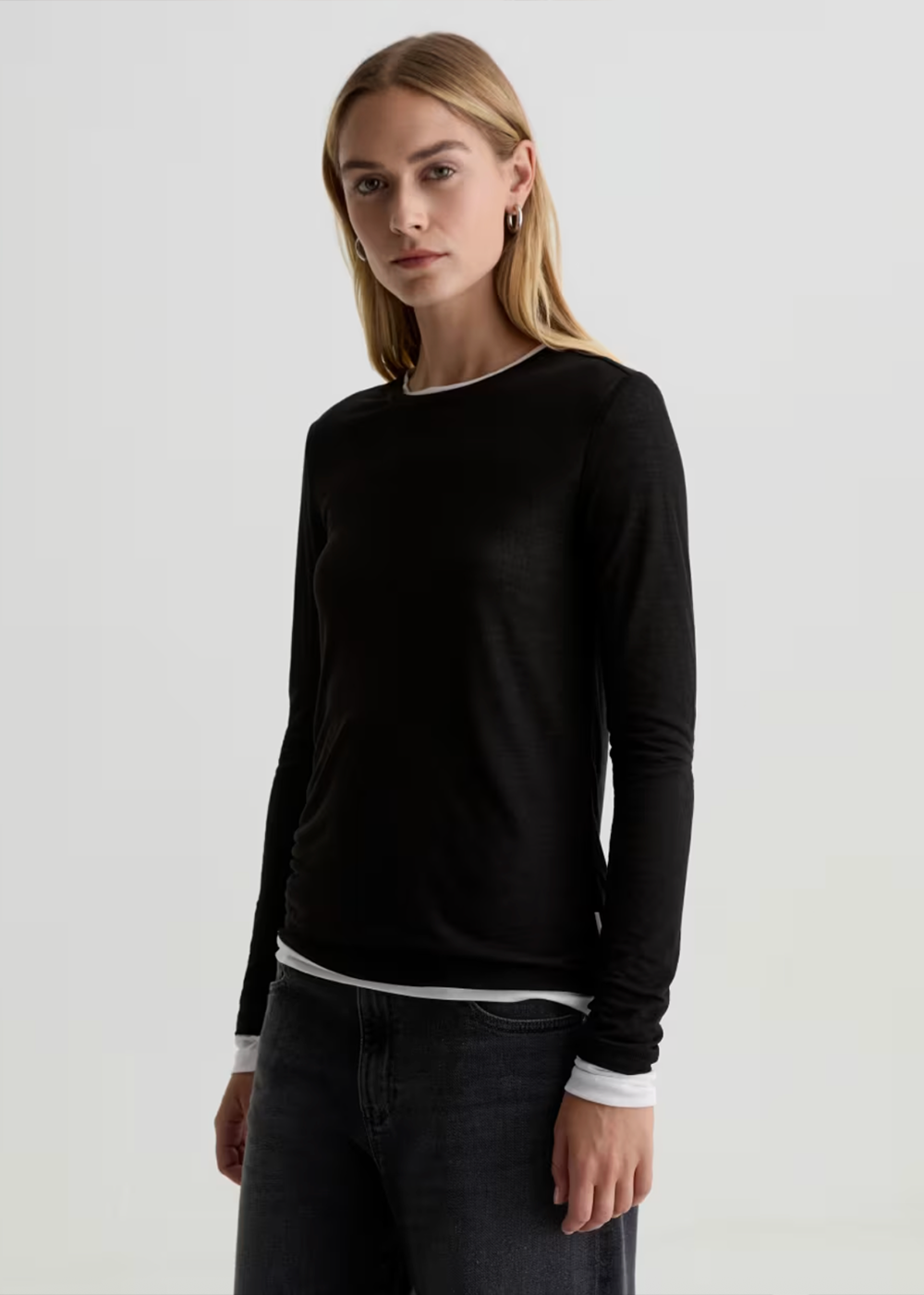 Eleni Layered T-Shirt - Super Black/Powder - AG Jeans Canada - Danali - TSW71649SBPW