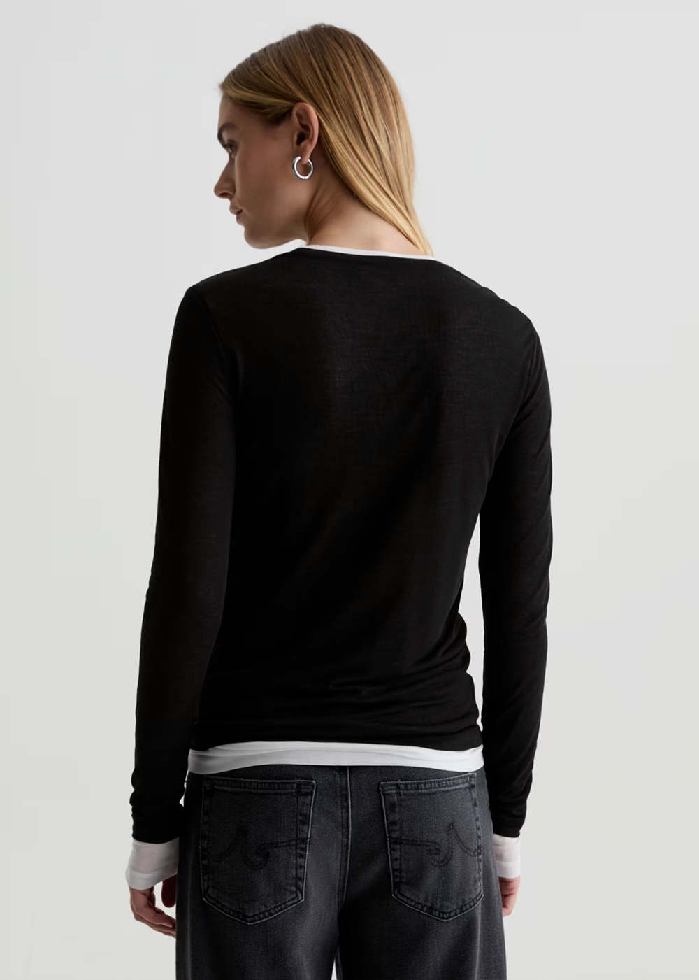 Eleni Layered T-Shirt - Super Black/Powder - AG Jeans Canada - Danali - TSW71649SBPW