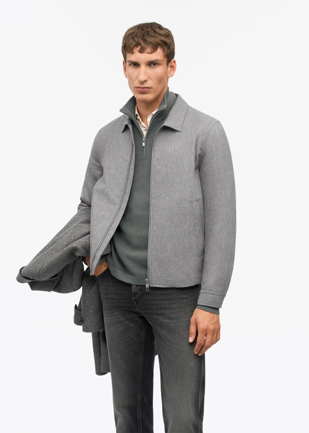 Barnaby Zip Jacket - Grey Melange - Tiger of Sweden Canada - Danali