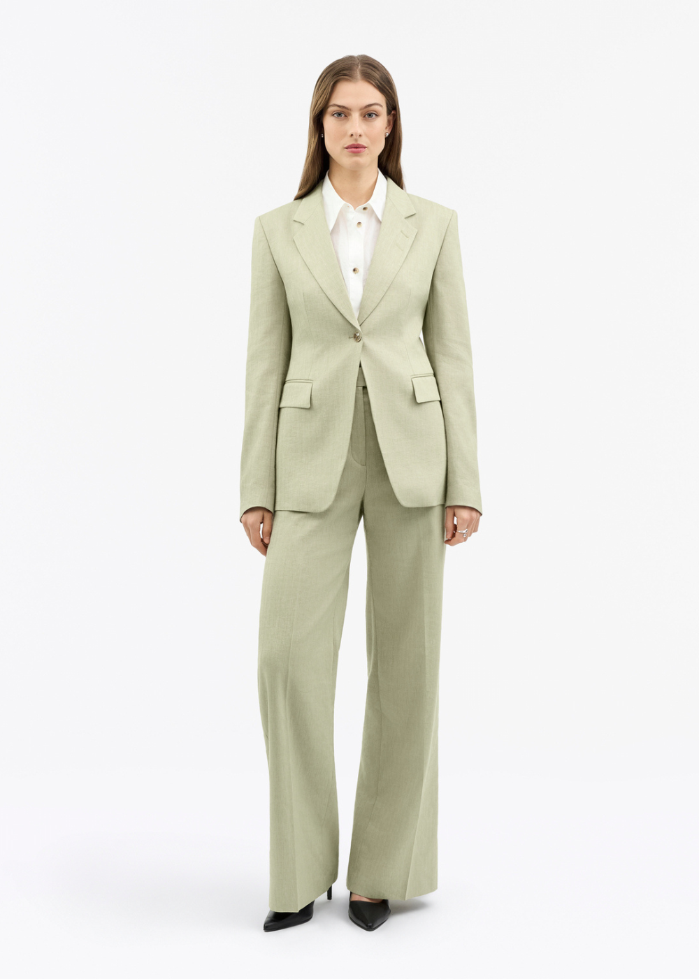 Narina Linen Herringbone Blazer - Sage Wisdom - Tiger of Sweden Canada - Danali