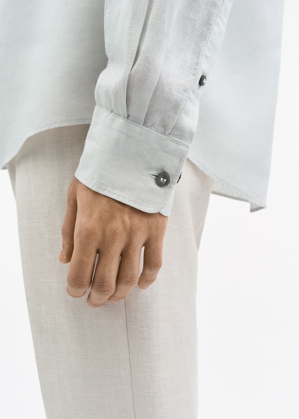 Spenser Linen Shirt - Pale Grey Blue - Tiger of Sweden Canada - Danali