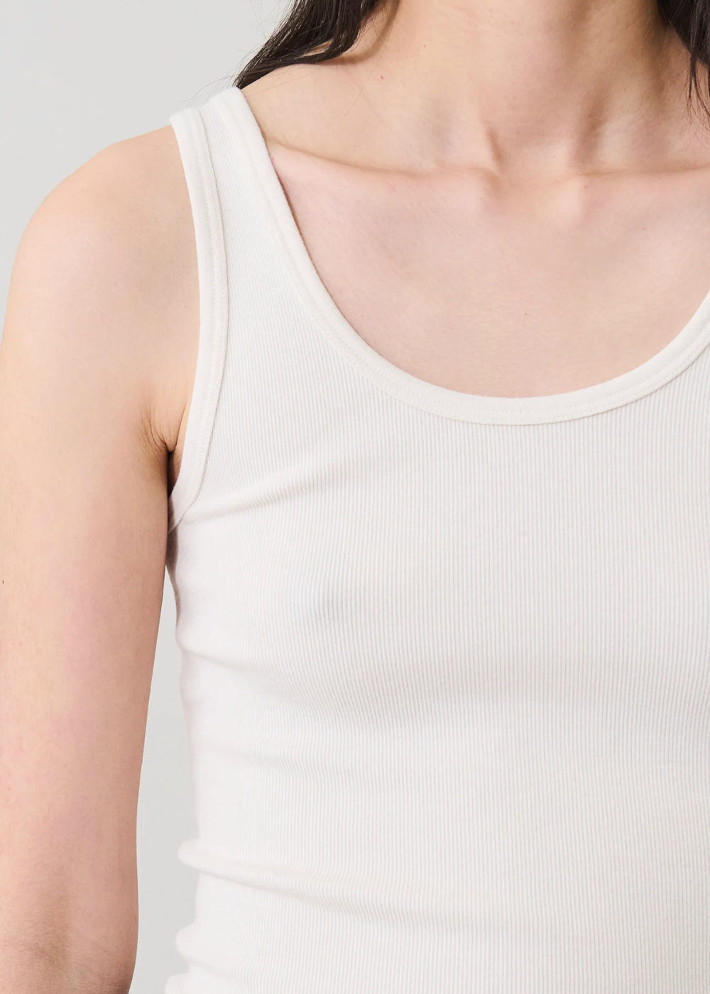 Cotton Modal Scoop Neck Rib Tank - Chalk - Patrick Assaraf Canada - Danali - W954C08