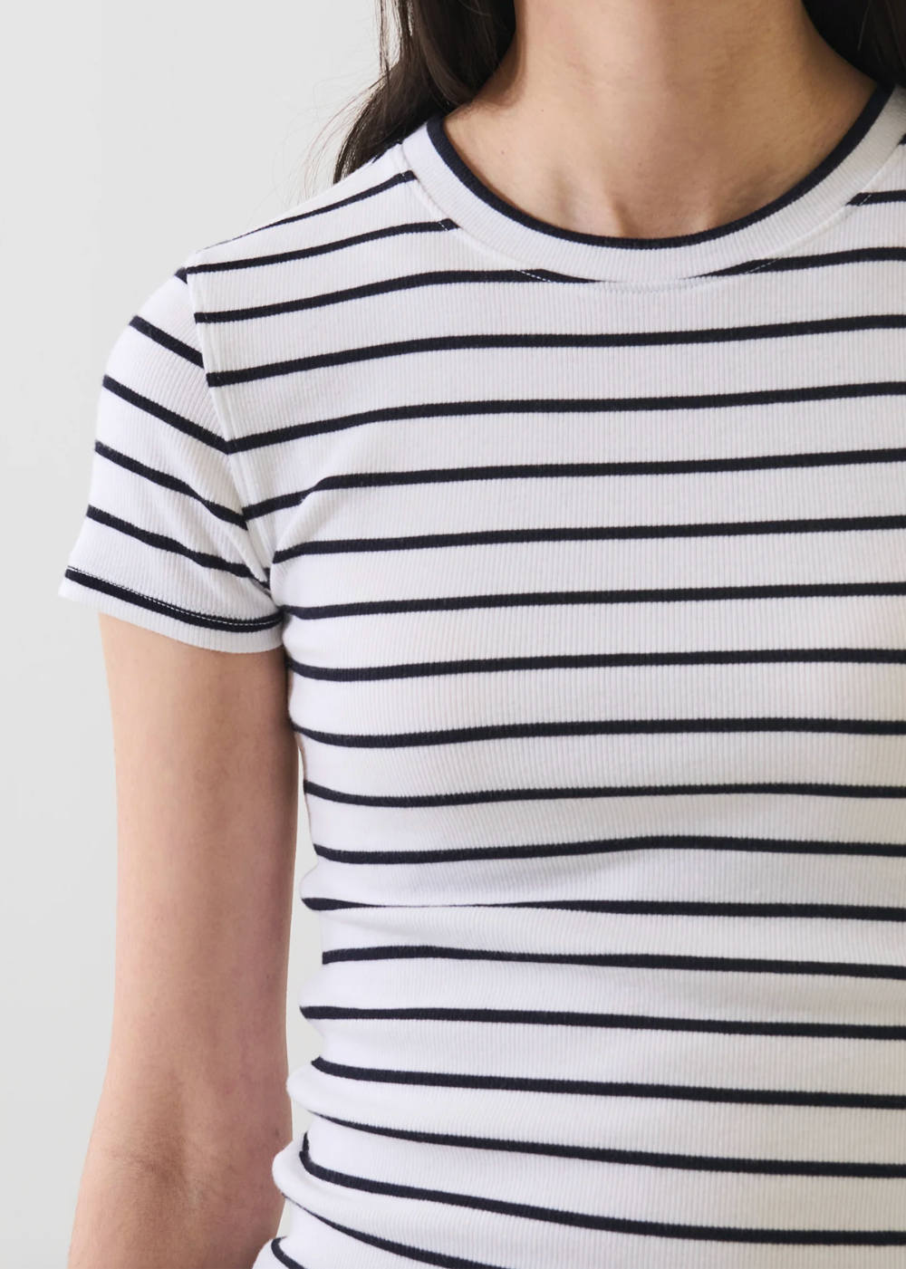 Modal Cotton Stripe Rib Baby Tee - Nautical Stripe - Patrick Assaraf Canada - Danali - W954C13B