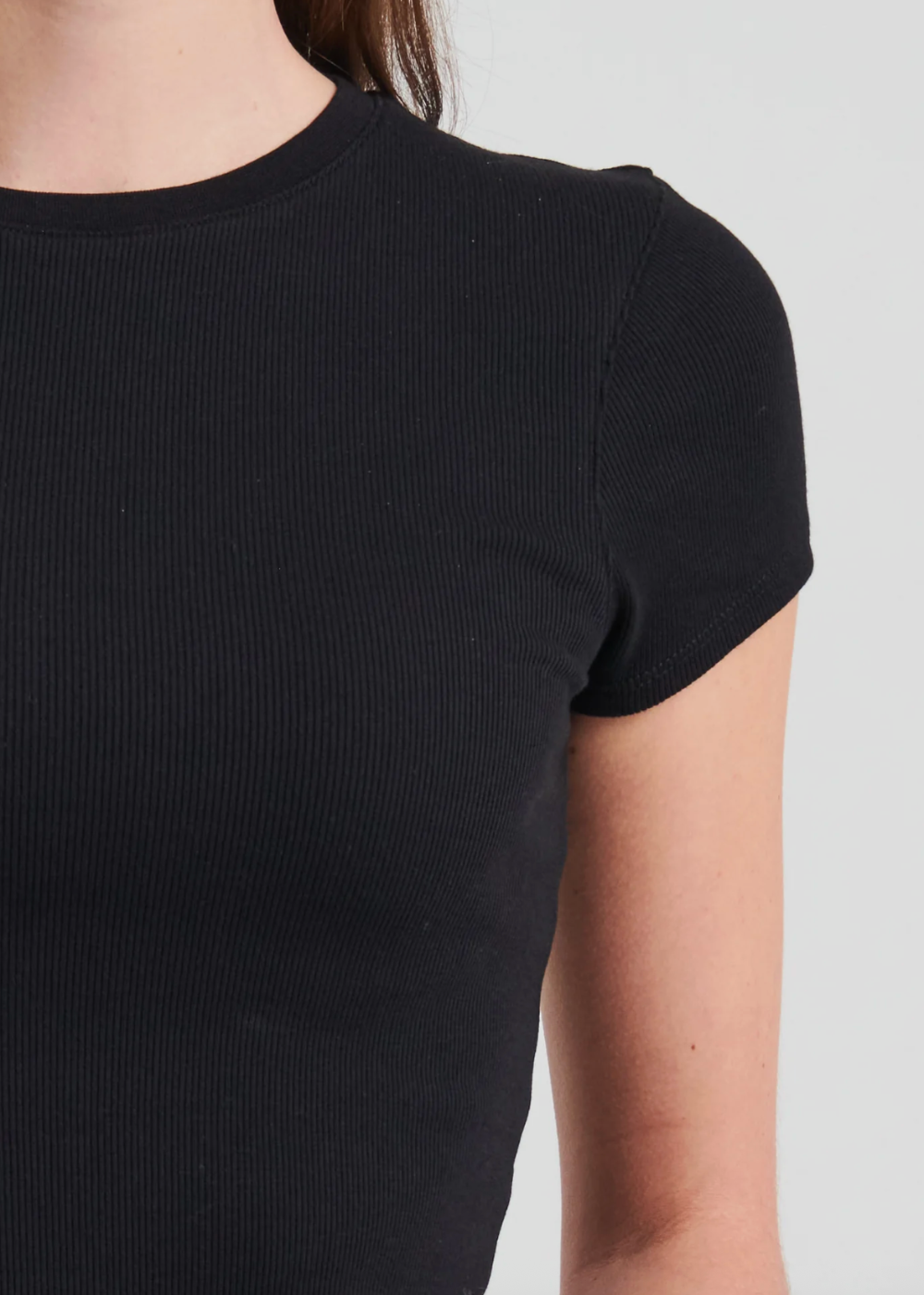 Cotton Modal Rib Baby Tee - Black - Patrick Assaraf Canada - Danali - W954C24