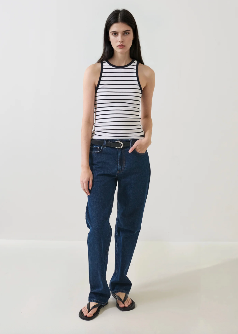 Modal Cotton Stripe Rib Tank - Nautical Stripe - Patrick Assaraf Canada - Danali - W954R14B