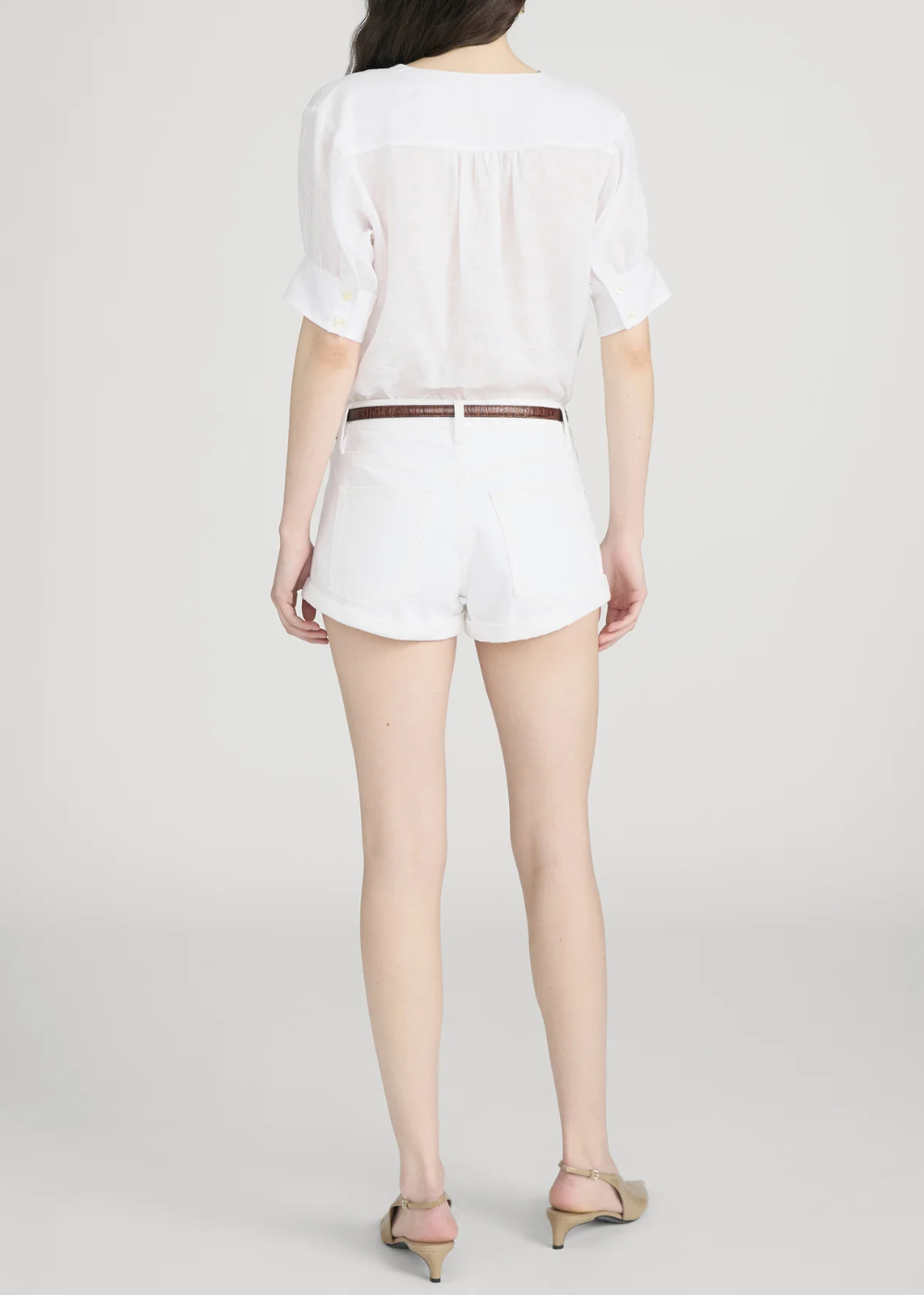 The Linen V-Neck Popover Top - White - FRAME Canada - Danali - WE26WBL028-WHT