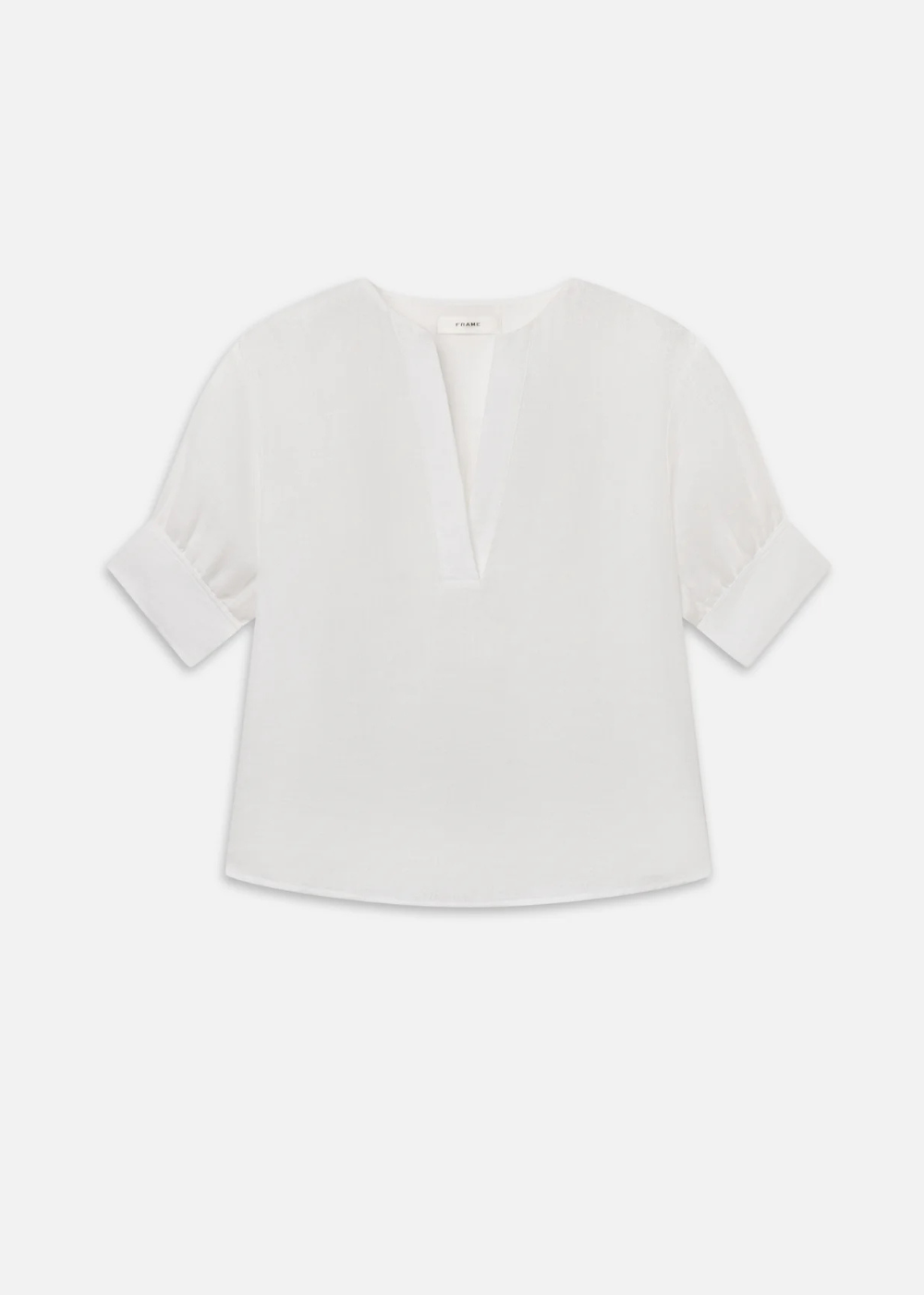 The Linen V-Neck Popover Top - White - FRAME Canada - Danali - WE26WBL028-WHT