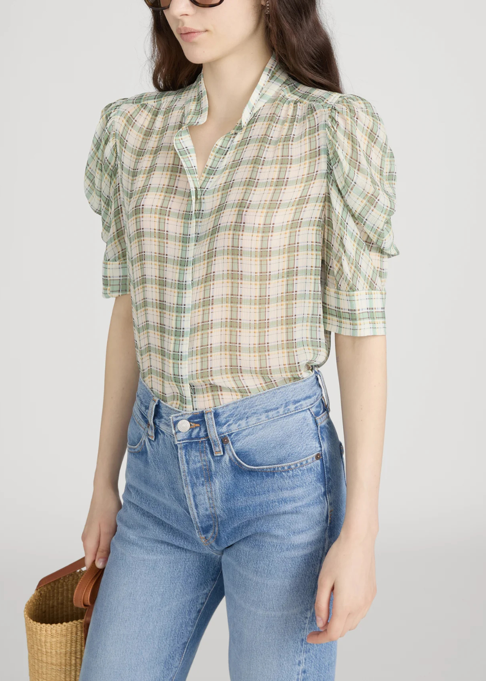 The Gillian Top - Jade Green Plaid - FRAME Canada - Danali - WE26WBL037-JDGP