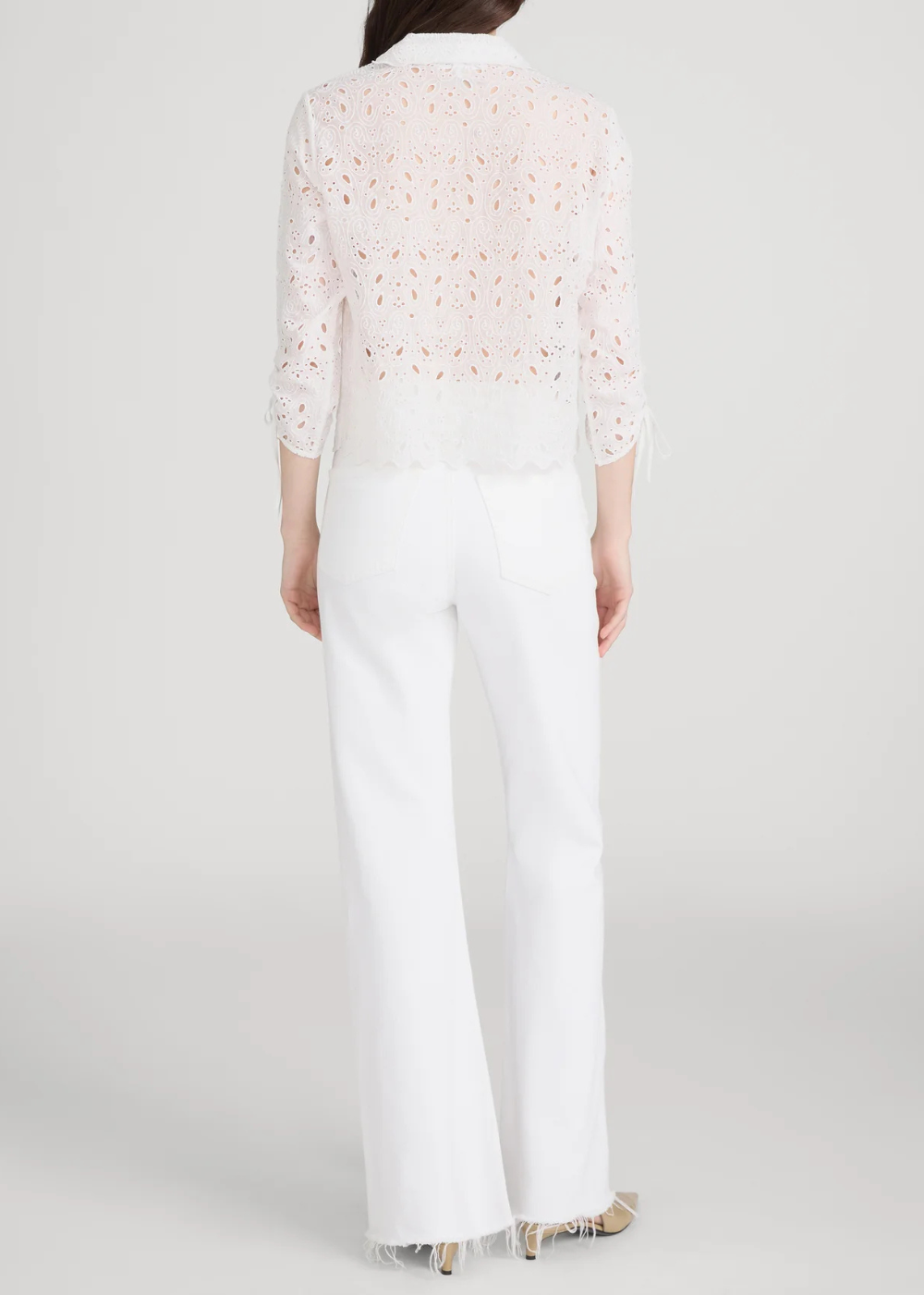 The Paisley Eyelet Cinch Sleeve Shirt - White - FRAME Canada - Danali - WE26WSH029-WHT