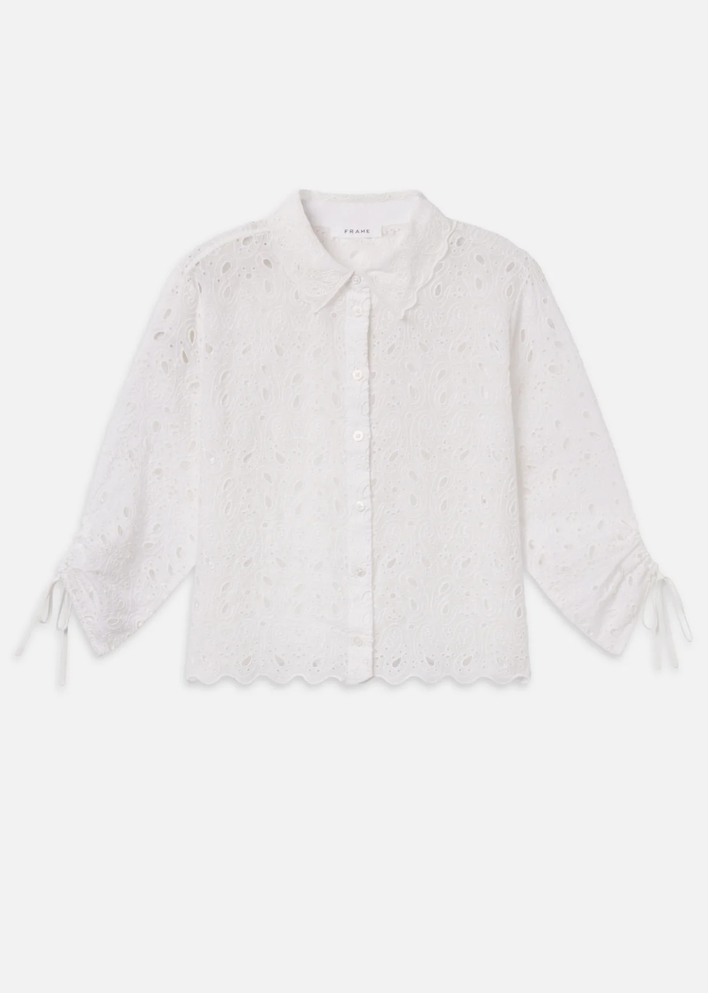 The Paisley Eyelet Cinch Sleeve Shirt - White - FRAME Canada - Danali - WE26WSH029-WHT