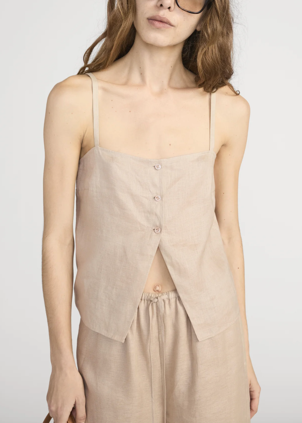 The Linen Button Cami - Flax - FRAME Canada - Danali - WS26WBL032-FLAX