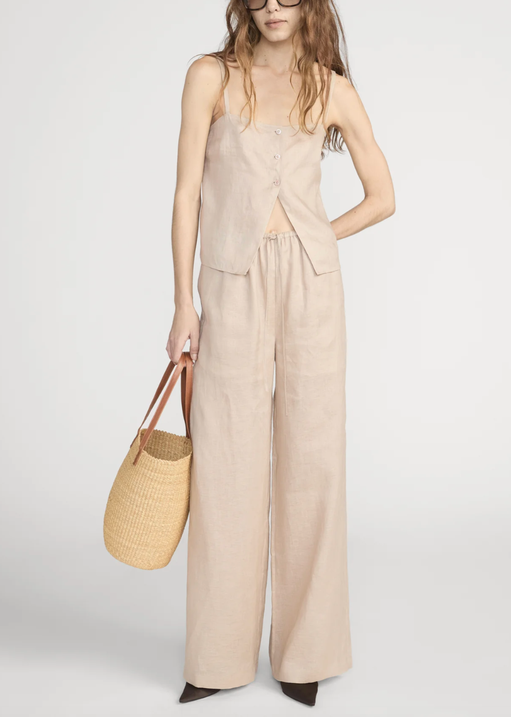 The Linen Button Cami - Flax - FRAME Canada - Danali - WS26WBL032-FLAX