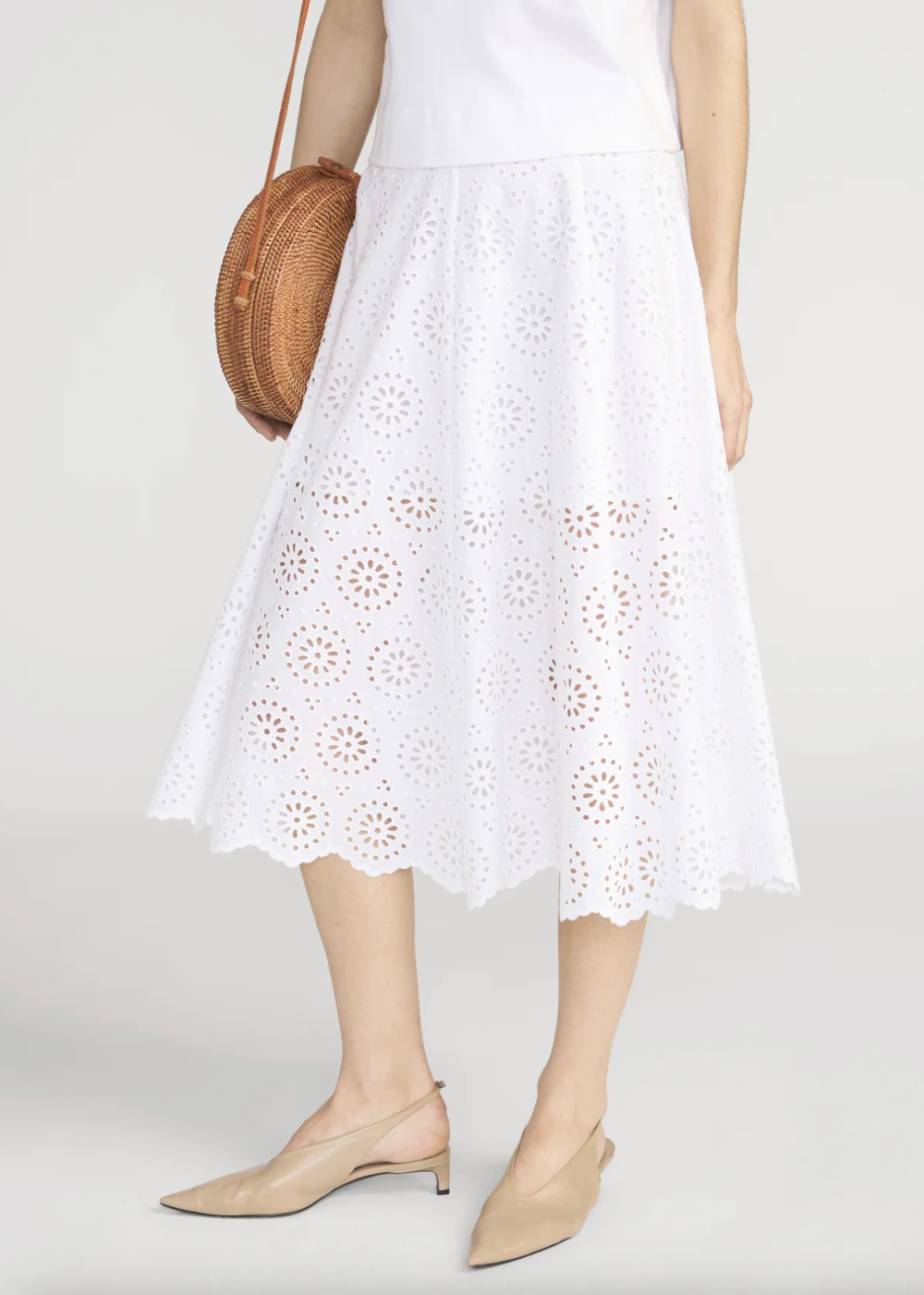 The Solstice Eyelet Skirt - White -FRAME Canada - Danali - WS26WSK004-WHT