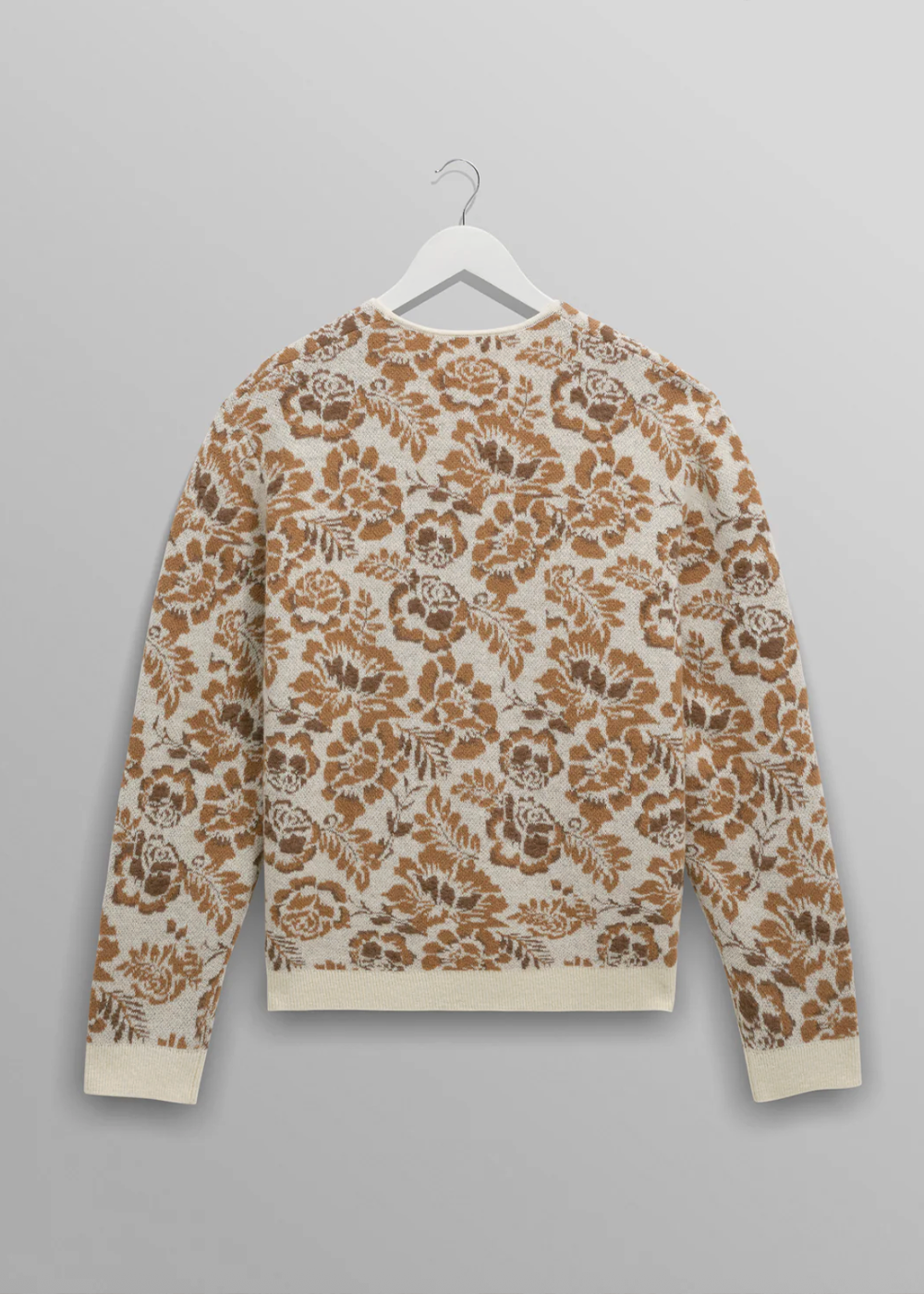 Alban Cardigan Floral Jacquard - Natural/Brown - Wax London Canada - Danali