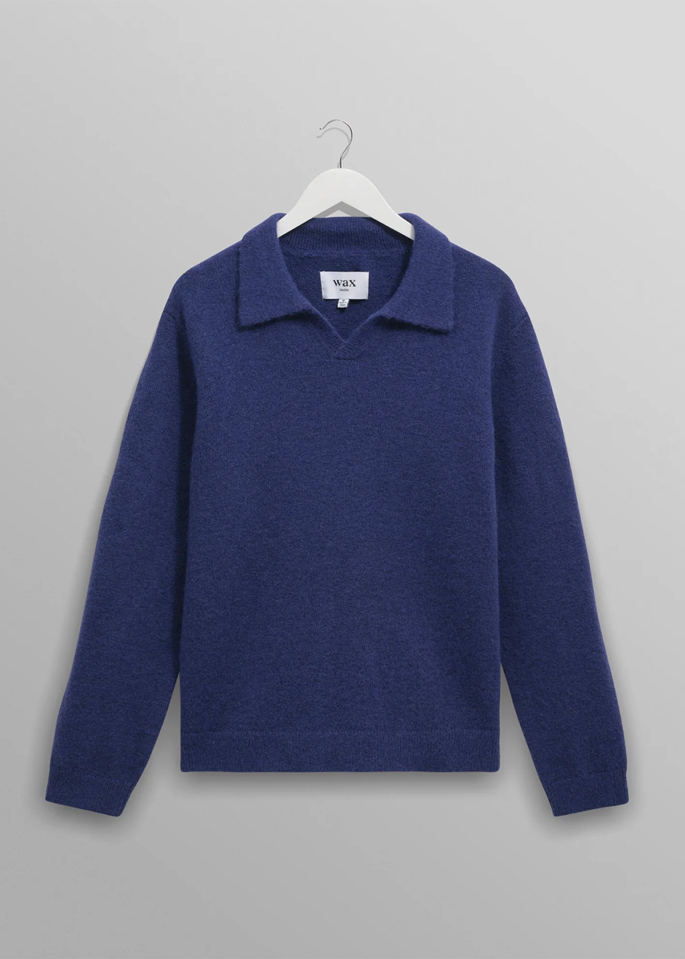 Carter Fluffy Wool Open Collar Polo - Blue - Wax London Canada - Danali
