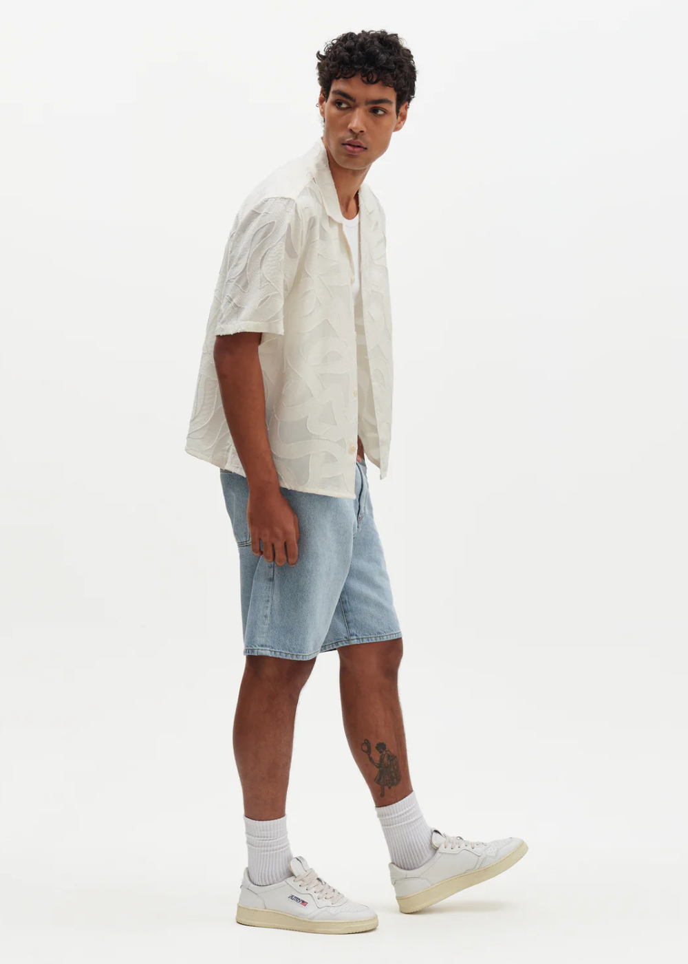 Curzon SS Shirt Jacquard Viscose - Ecru - Wax London Canada - Danali