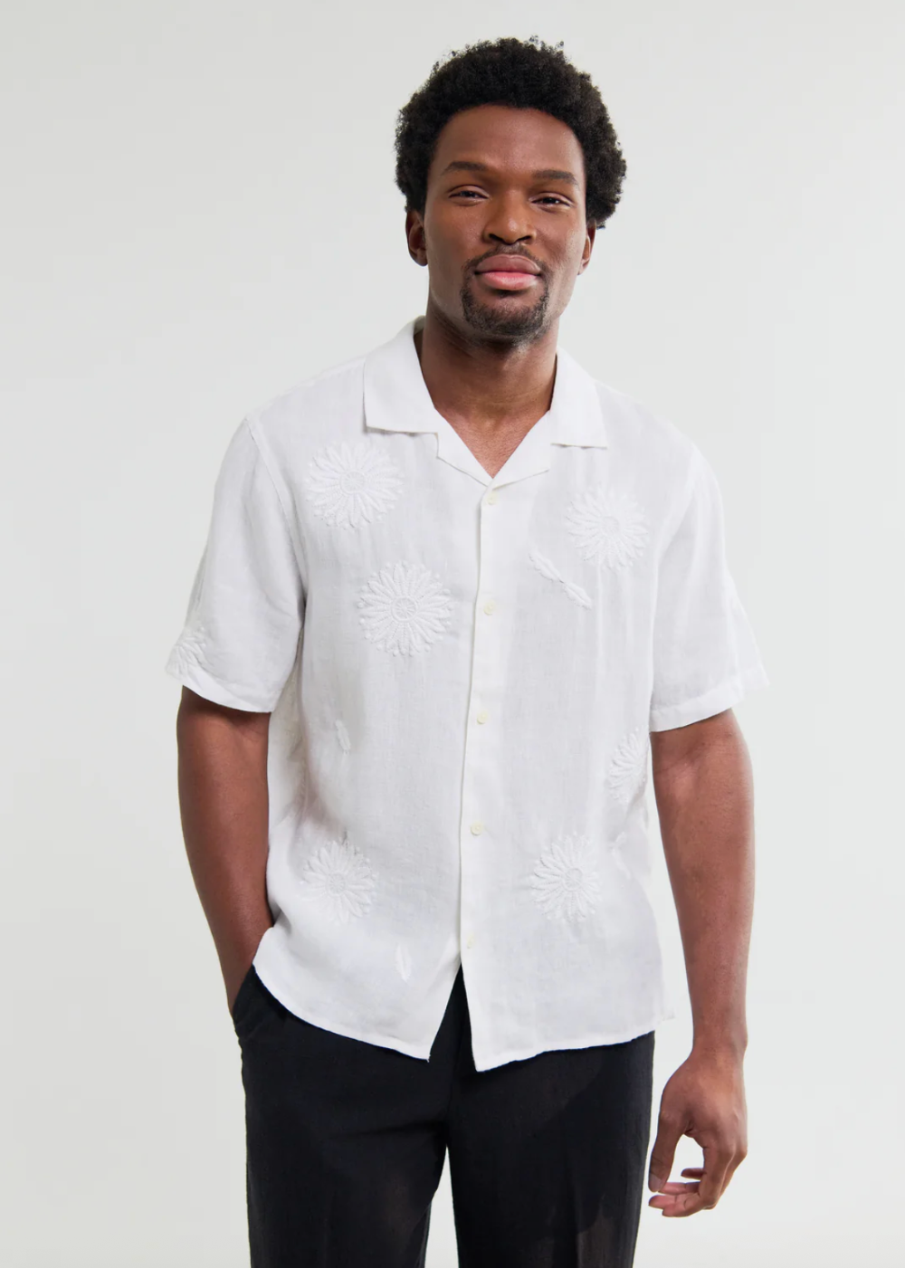 Didcot SS Shirt Chunky Flower - White - Wax London Canada - Danali