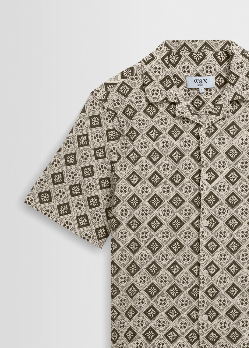 Didcot SS Shirt Cotton Tile Print - Ecru/Black - Wax London Canada - Danali