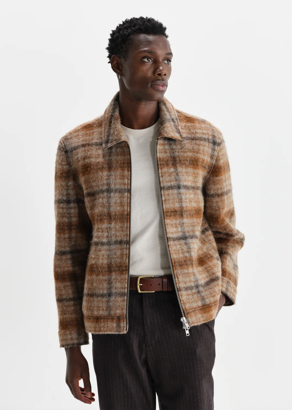 Heath Jacket Drawn Check - Natural/Tan - Wax London Canada - Danali
