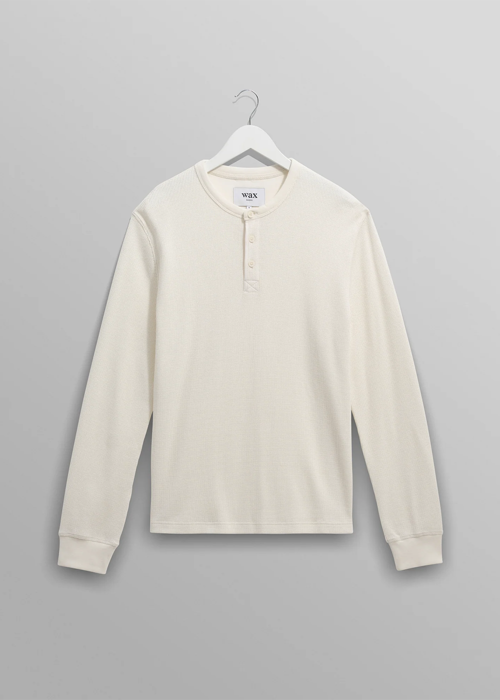 Henley Long Sleeve Waffle T-Shirt - Ecru - Wax London Canada - Danali