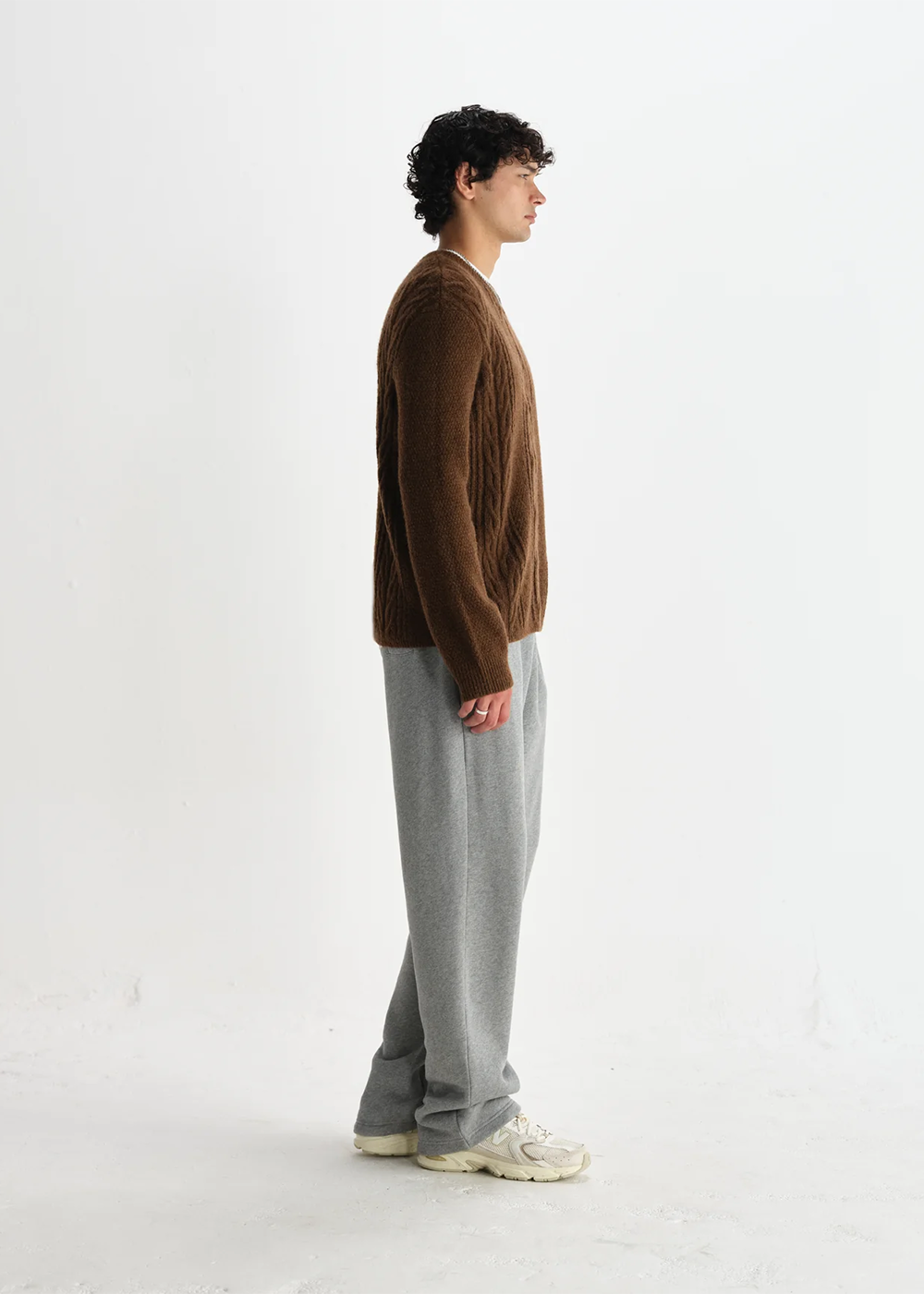 Hyatt Brush Cable Sweater - Brown - Wax London Canada - Danali