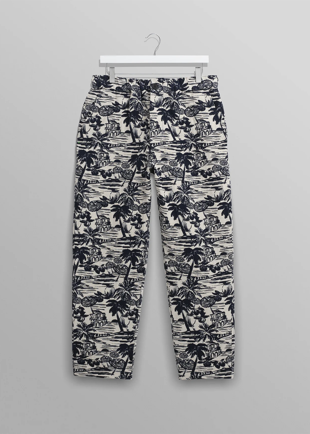 Wax London Kurt Beach Scene Jacquard Trouser Navy Ecru - Danali