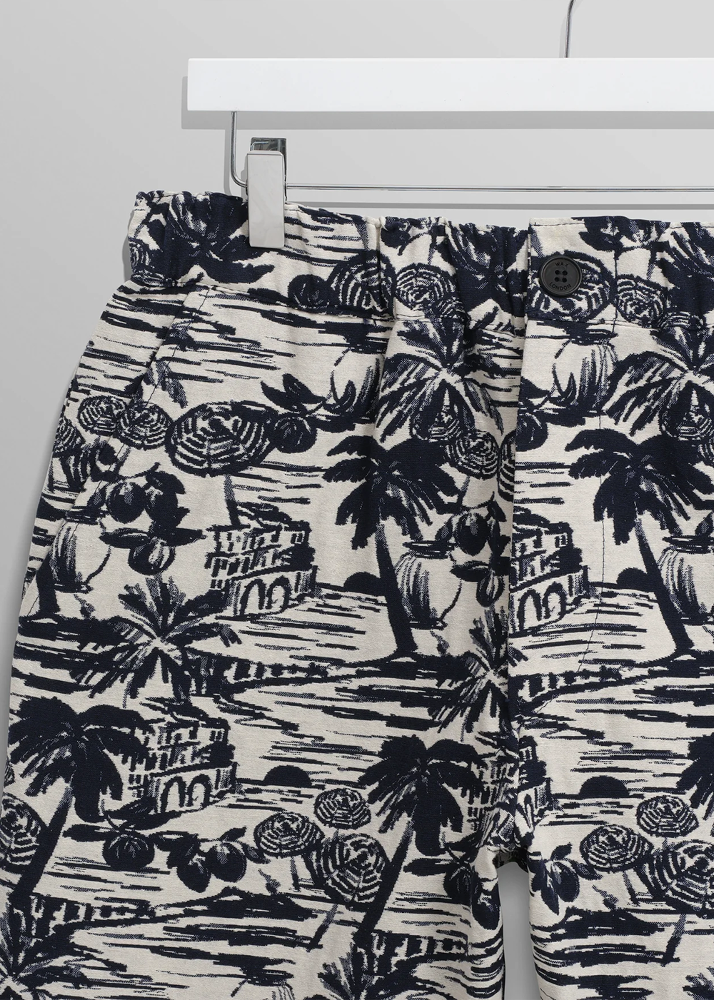 Wax London Kurt Beach Scene Jacquard Trouser Navy Ecru - Danali