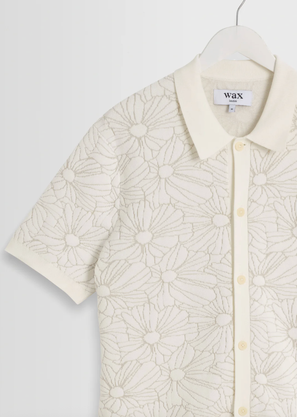 Tellaro SS Shirt Flower Jacquard - Ecru/Natural - Wax London Canada - Danali