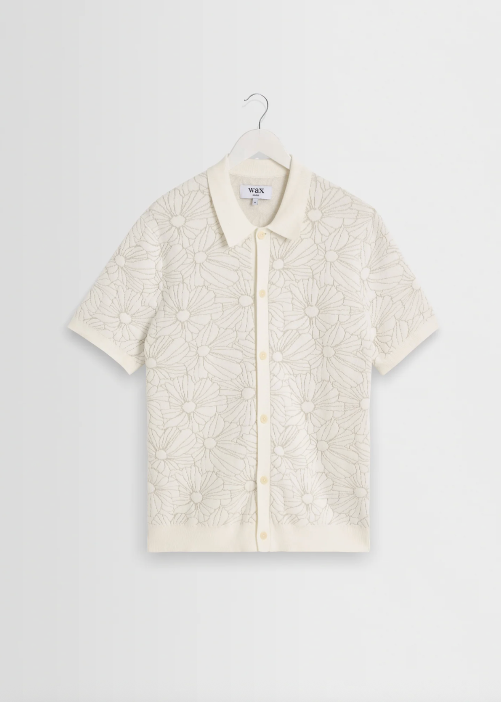 Tellaro SS Shirt Flower Jacquard - Ecru/Natural - Wax London Canada - Danali