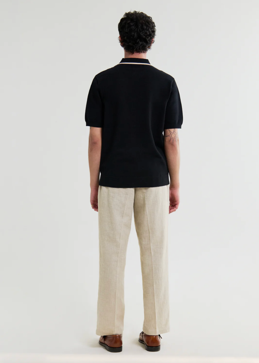 Tellaro SS Shirt Retro Embroidery - Black/Ecru - Wax London Canada - Danali