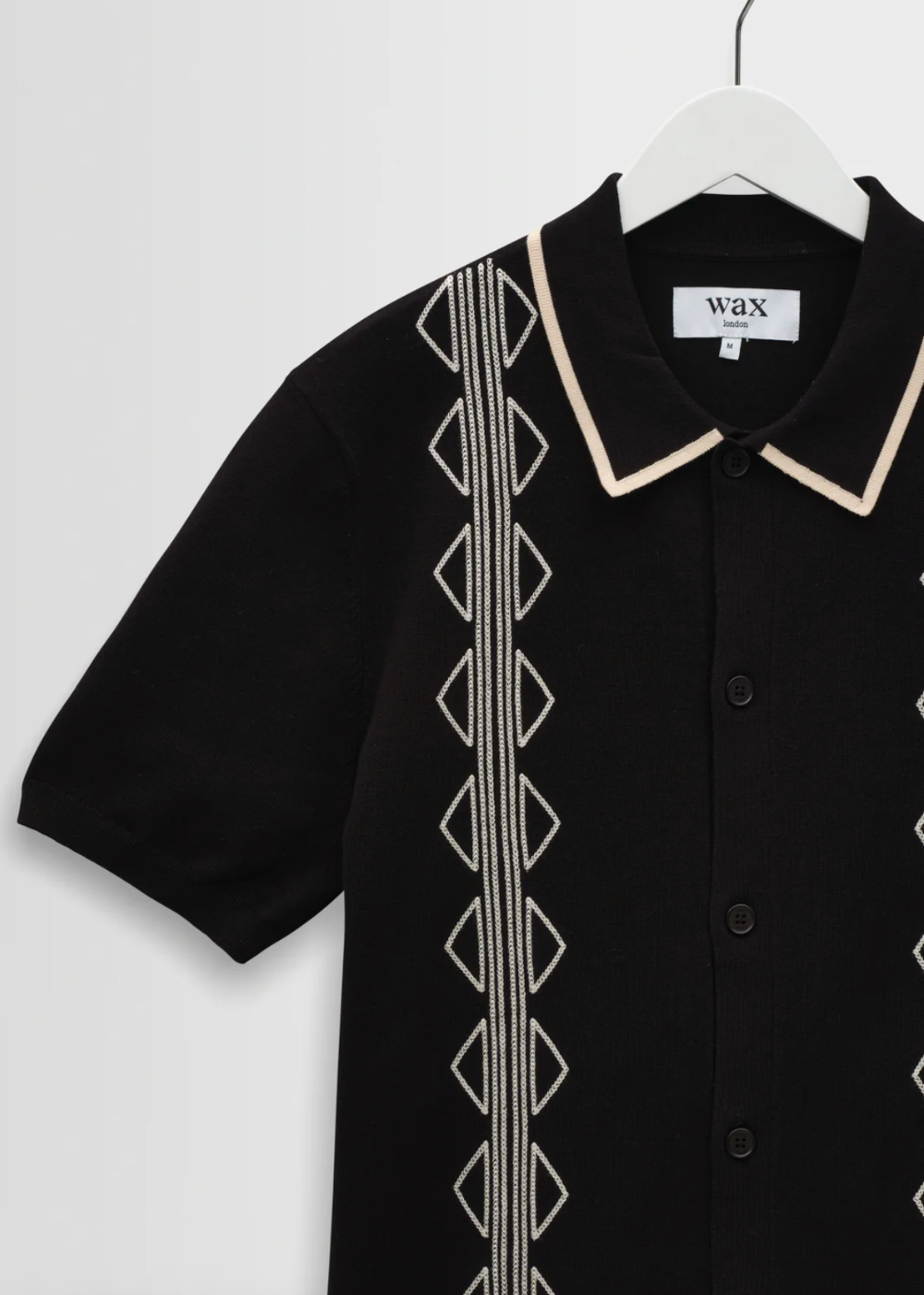 Tellaro SS Shirt Retro Embroidery - Black/Ecru - Wax London Canada - Danali