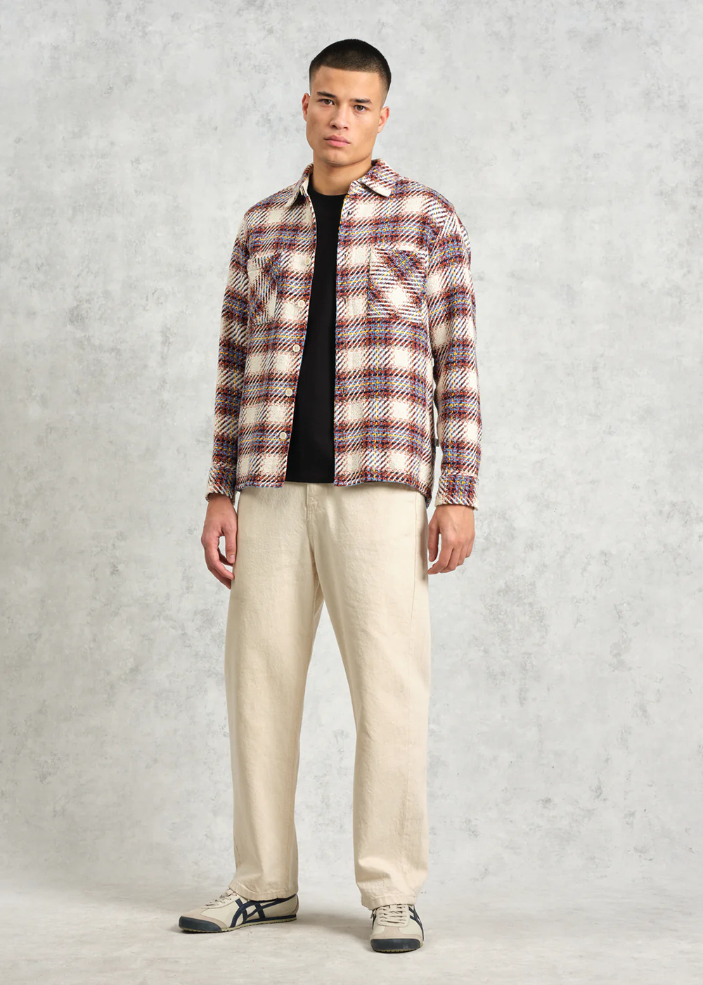 Whiting Overshirt Hutton Check - Ecru/Multi - Wax London Canada - Danali