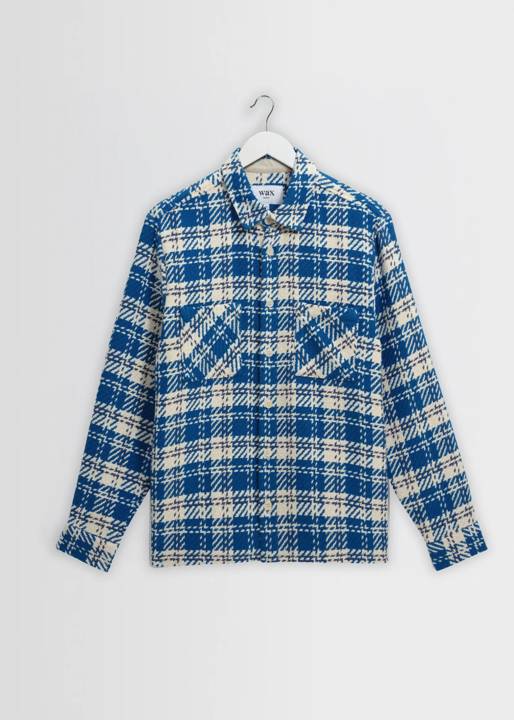 Whiting Overshirt Oran Check - Blue/Ecru - Wax London Canada - Danali