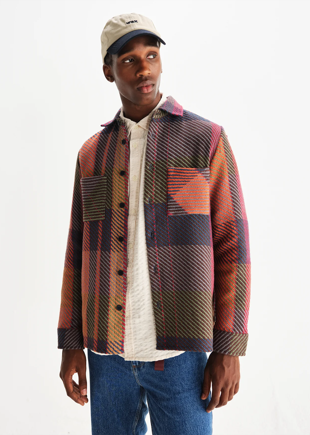 Whiting Overshirt Tempo Check - Orange Multi - Wax London Canada - Danali