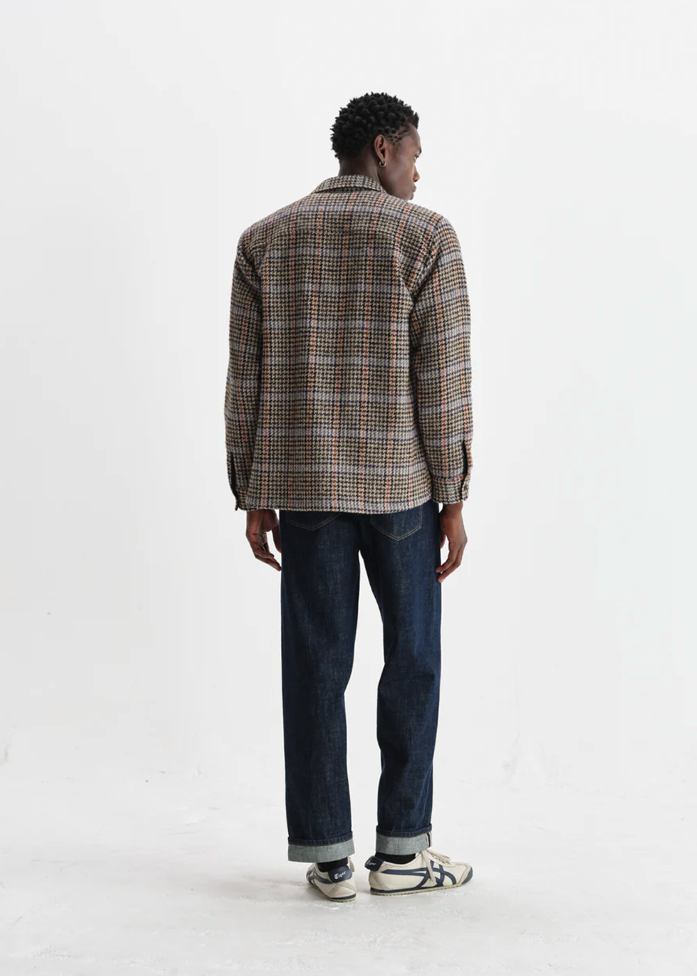 Whiting Overshirt Wool Mix Houndstooth - Grey - Wax London Canada - Danali