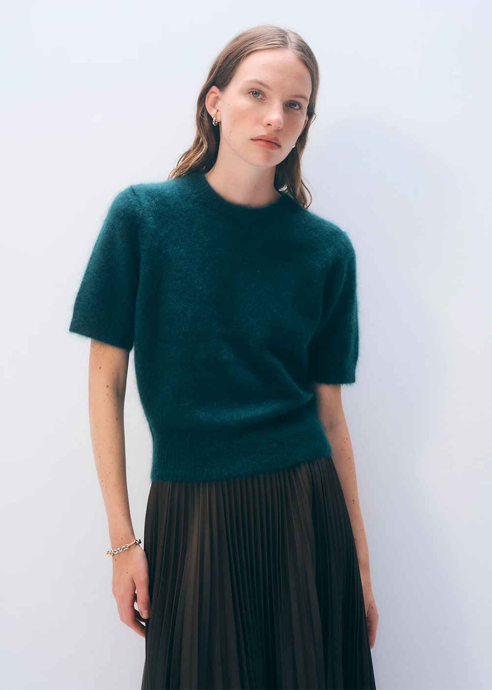 Brushed Cashmere Tee - Tealwood Green - White + Warren Canada - Danali